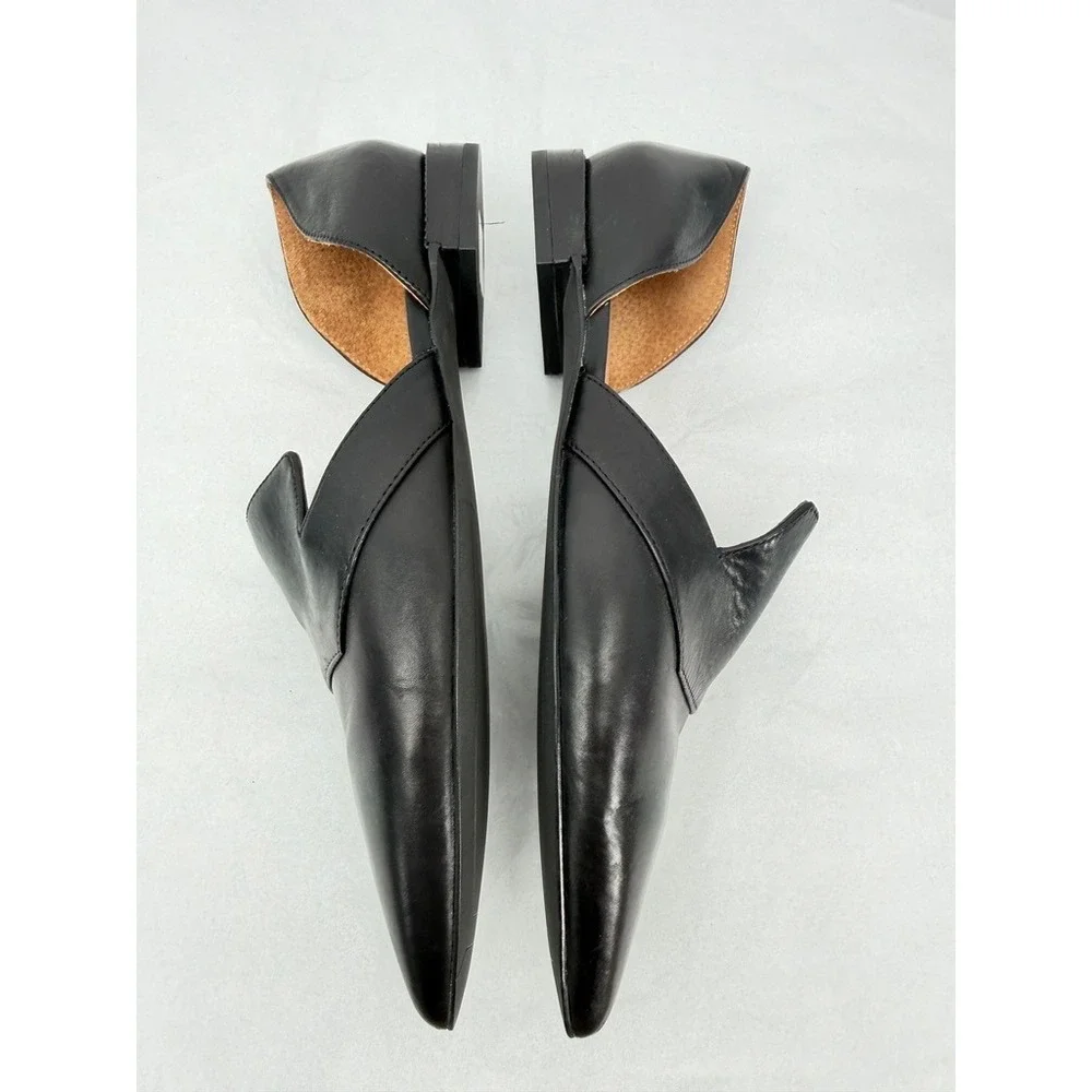 Franco Sarto Black Leather D'Orsay Flats Pointed Toe Slip On Chic Size 8/9**READ